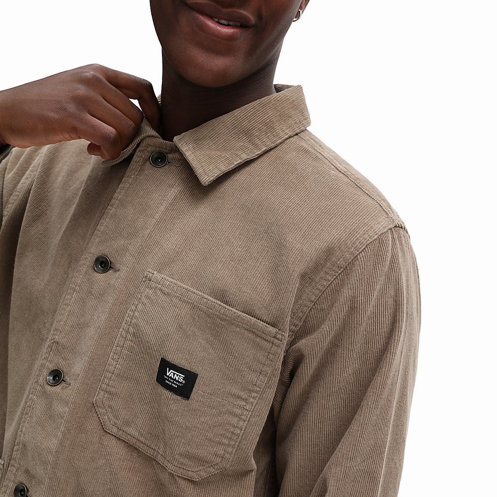 Abrigos Vans Drill Chore Corduroy II Hombre Beige | YLB689271