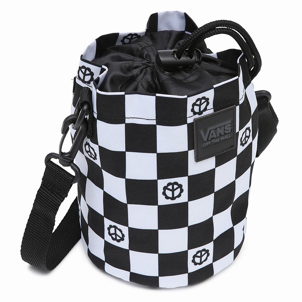 Bolsas Vans Hydro Crossbody Hombre Negras/Blancas | JXY074895