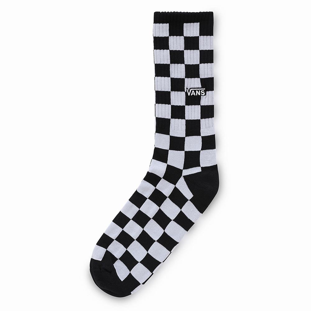 Calcetines Vans Checkerboard Crew (1 pair) Hombre Negras/Blancas | QVO138054