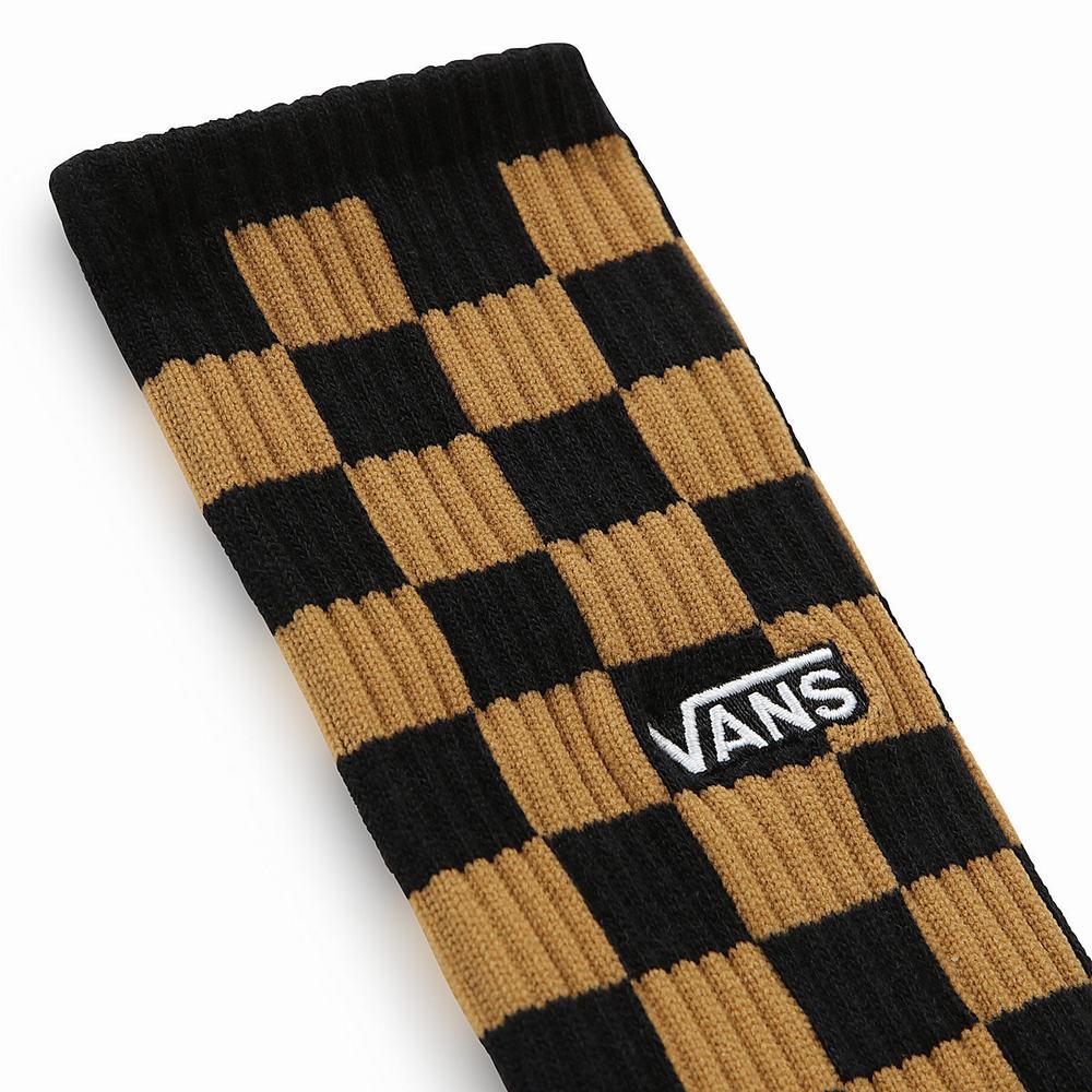 Calcetines Vans Checkerboard Crew II (1 pair) Hombre Marrones | EFJ157034