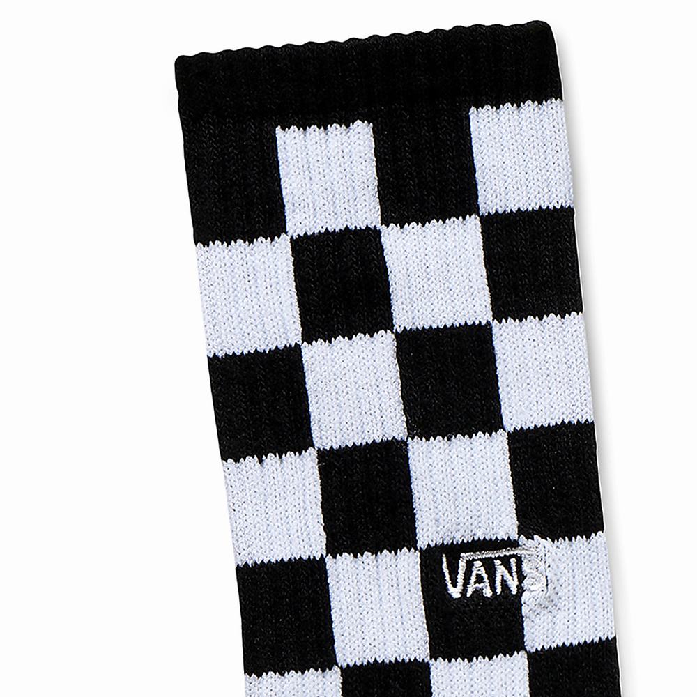 Calcetines Vans Checkerboard Crew Sock (1 pair) Niños Negras/Blancas | QVX726081