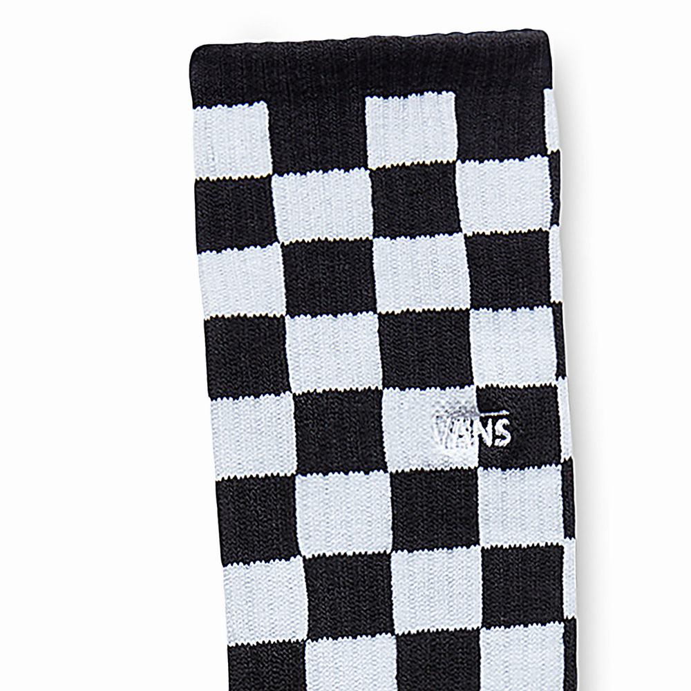 Calcetines Vans Checkerboard II Crew (1 Pair Pk) Hombre Negras/Blancas | IDF490218