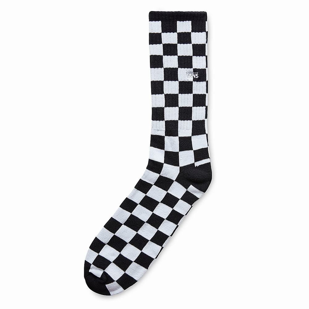 Calcetines Vans Checkerboard II Crew (1 Pair Pk) Hombre Negras/Blancas | IDF490218