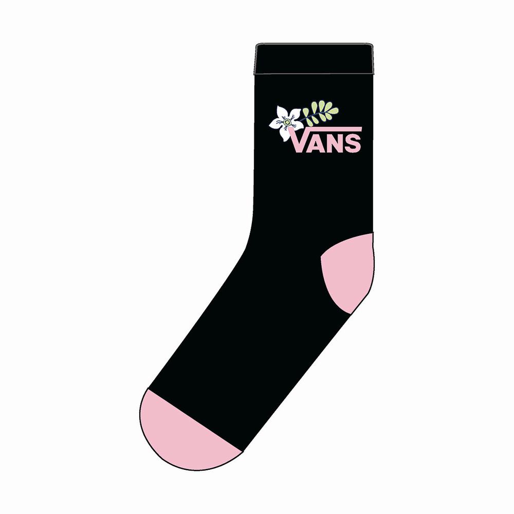 Calcetines Vans WM SHINNER SOCK 6.5-10 1PK BLACK-ORCHID PINK Mujer Negras/Rosas | SIB830729