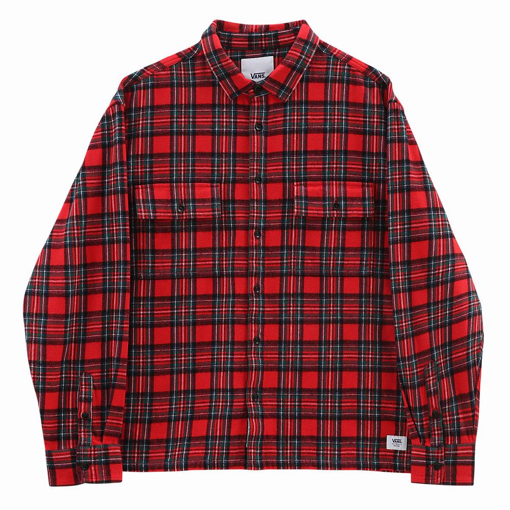 Camisas Vans Anaheim Long Sleeve Woven Hombre Rojas | FJH875134