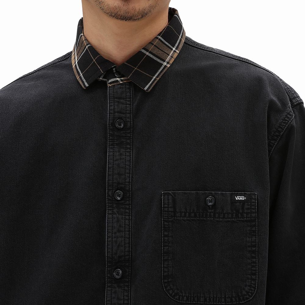 Camisas Vans Deerfiel Woven Hombre Negras | ZBC435692