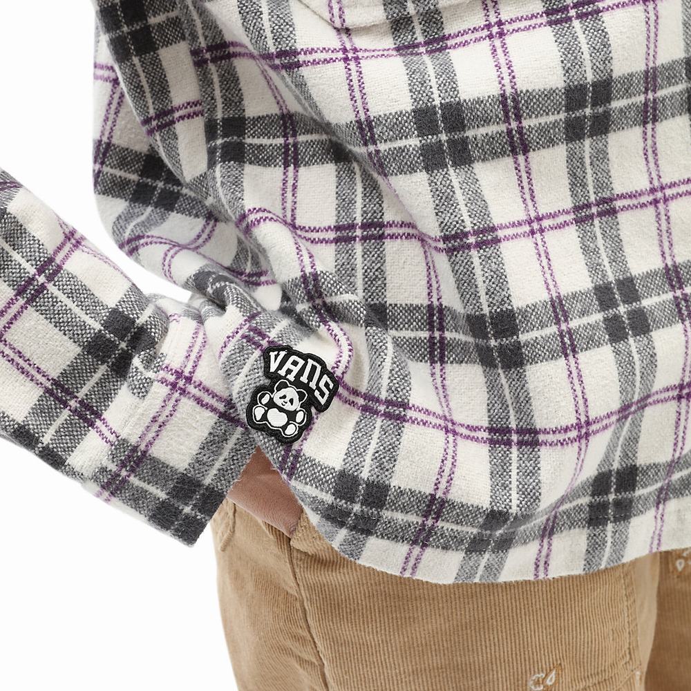 Camisas Vans Panda Plaid Woven Mujer Blancas | OTJ936047