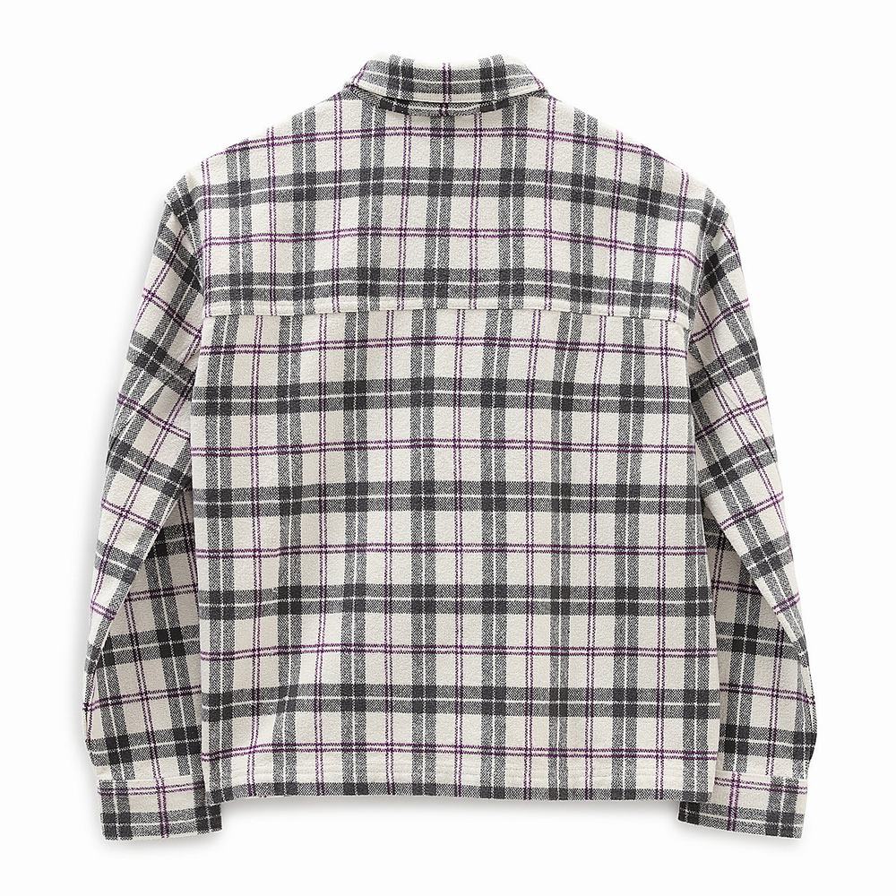 Camisas Vans Panda Plaid Woven Mujer Blancas | OTJ936047