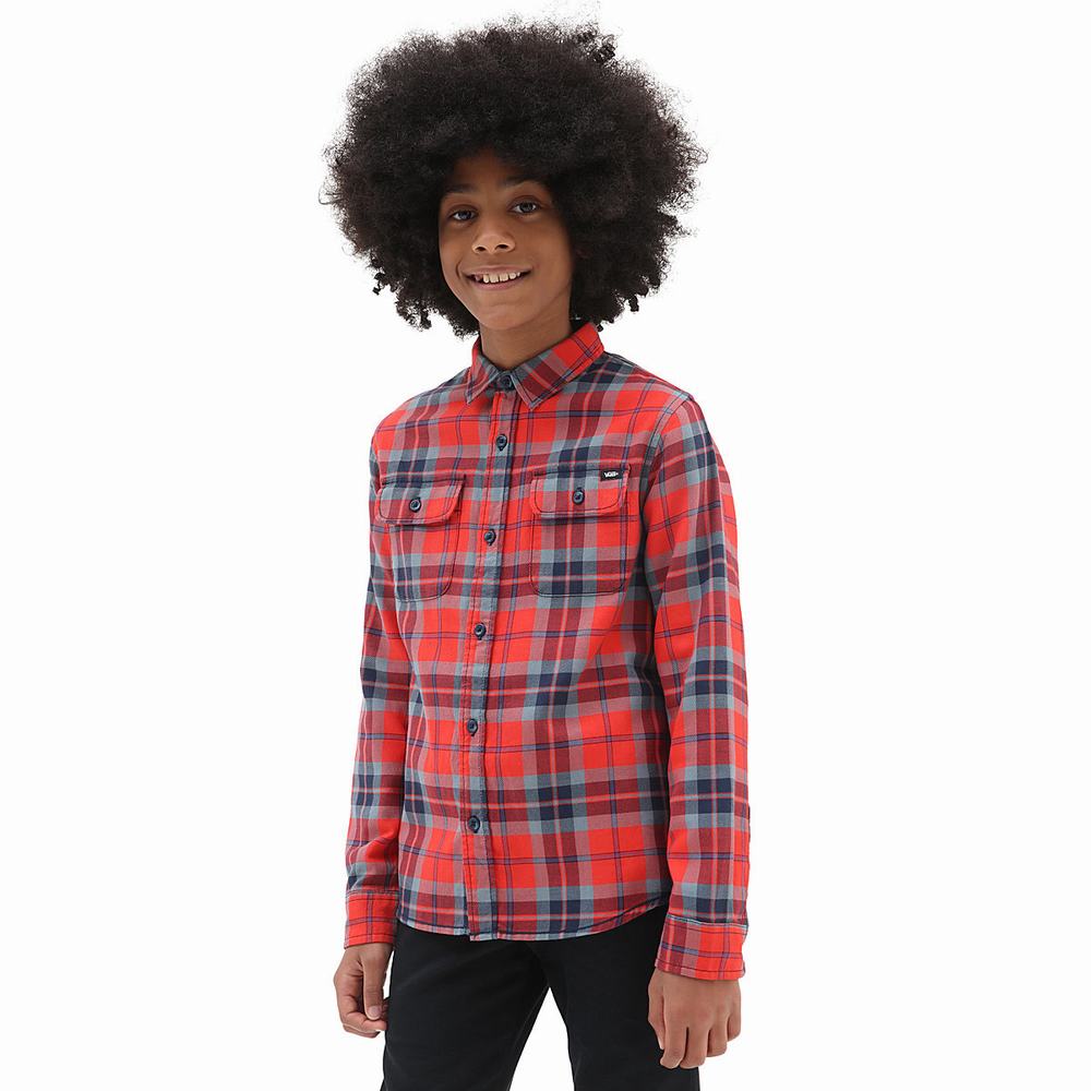 Camisas Vans Sycamore Buttondown (8-14 years) Niños Rojas | FYG643809