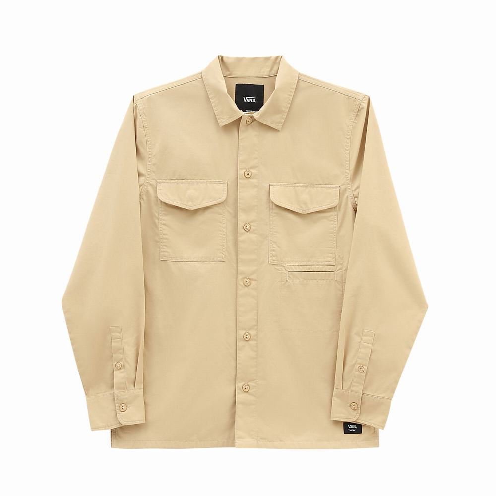 Camisas Vans Williams Long Sleeve Hombre Beige | BPI327486