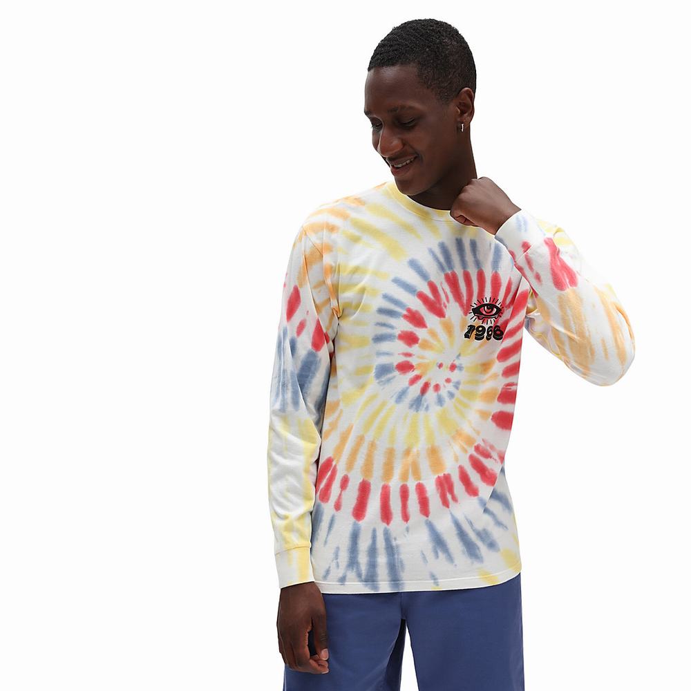 Camiseta Vans All Seeing Space Dye Long Sleeve Hombre Blancas | PFU985716