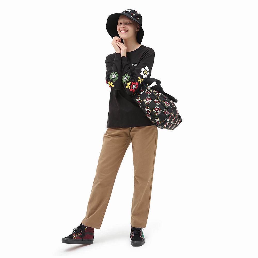 Camiseta Vans Anaheim Floral Long Sleeve Mujer Negras | CEB073456