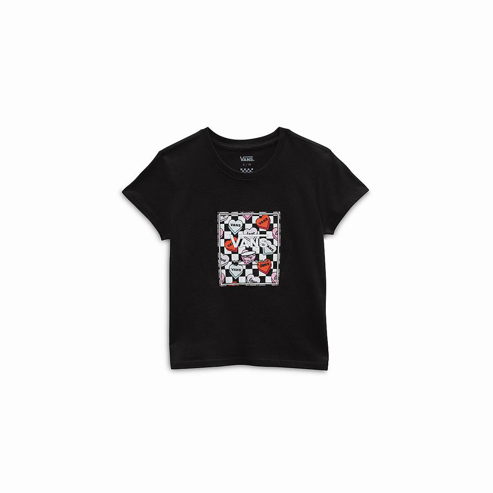 Camiseta Vans Box Candy Hearts (8-14 years) Niños Negras | ZNG379864