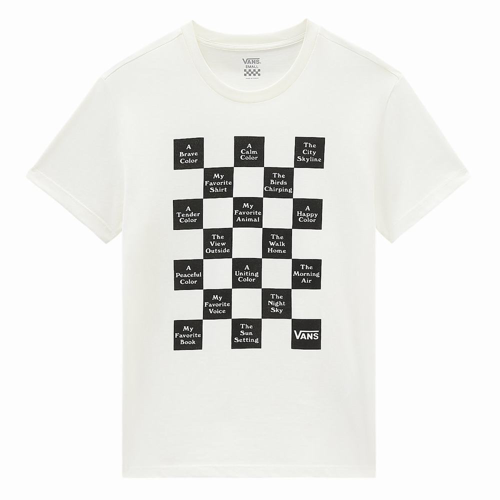 Camiseta Vans Checkerboard 21 Mujer Blancas | TER108265