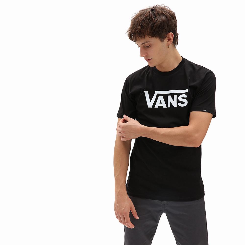 Camiseta Vans Classic Hombre Negras/Blancas | RCX145092