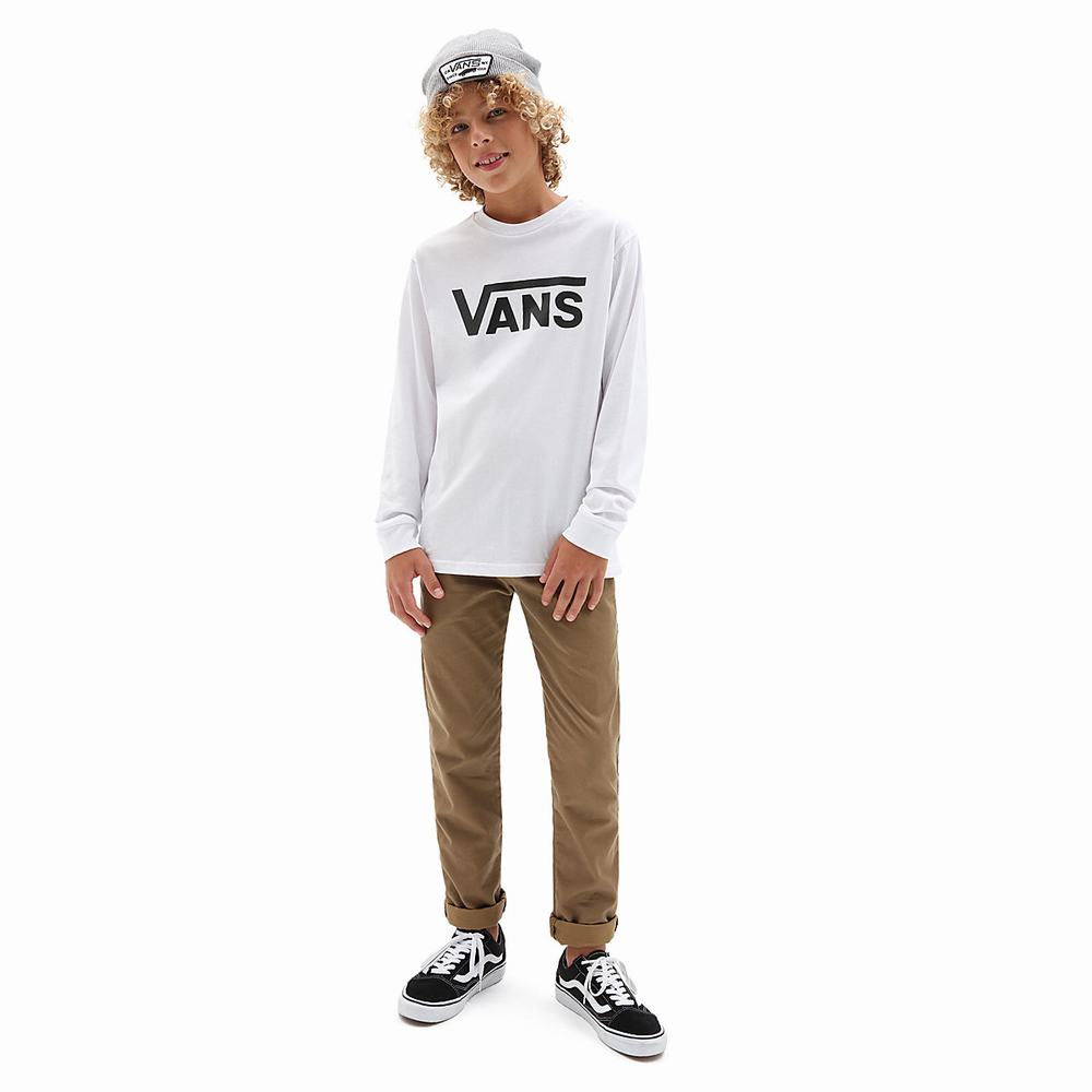 Camiseta Vans Classic Long Sleeve (8-14 years) Niños Blancas | IDR702639