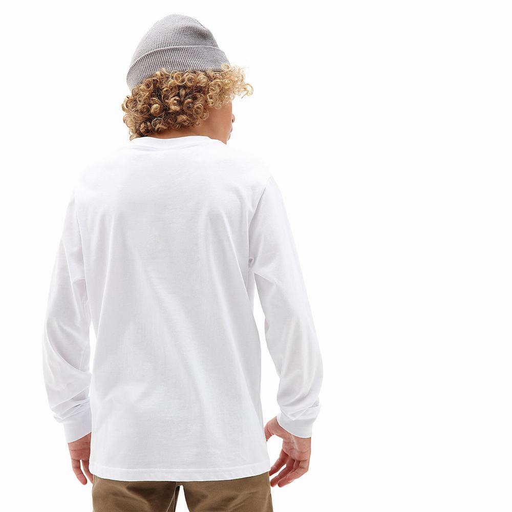 Camiseta Vans Classic Long Sleeve (8-14 years) Niños Blancas | IDR702639