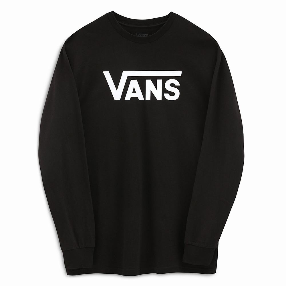 Camiseta Vans Classic Long Sleeve Hombre Negras/Blancas | HSN047891