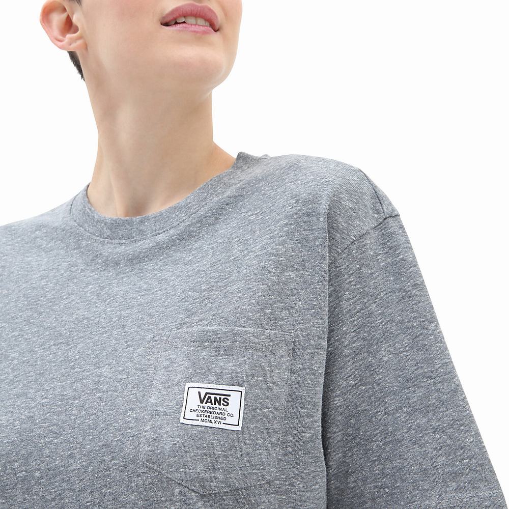 Camiseta Vans Classic Patch Pocket Mujer Gris | BLA146097