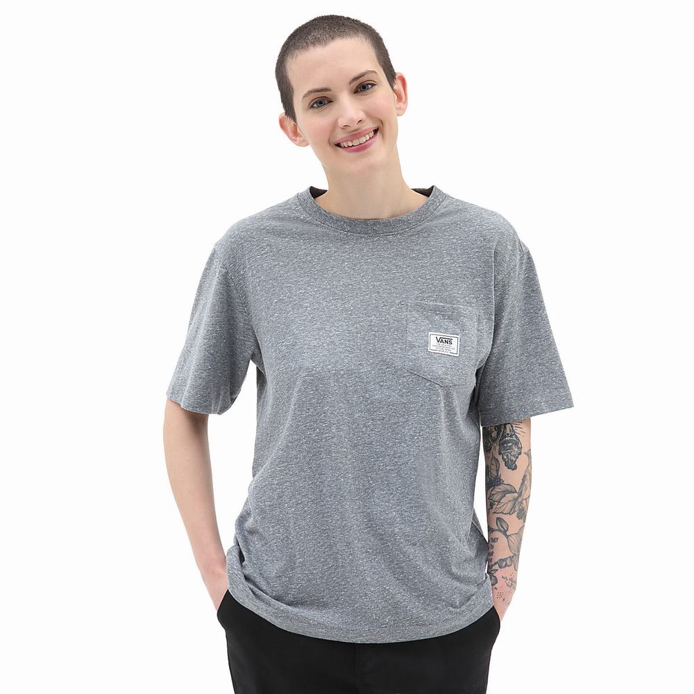 Camiseta Vans Classic Patch Pocket Mujer Gris | BLA146097