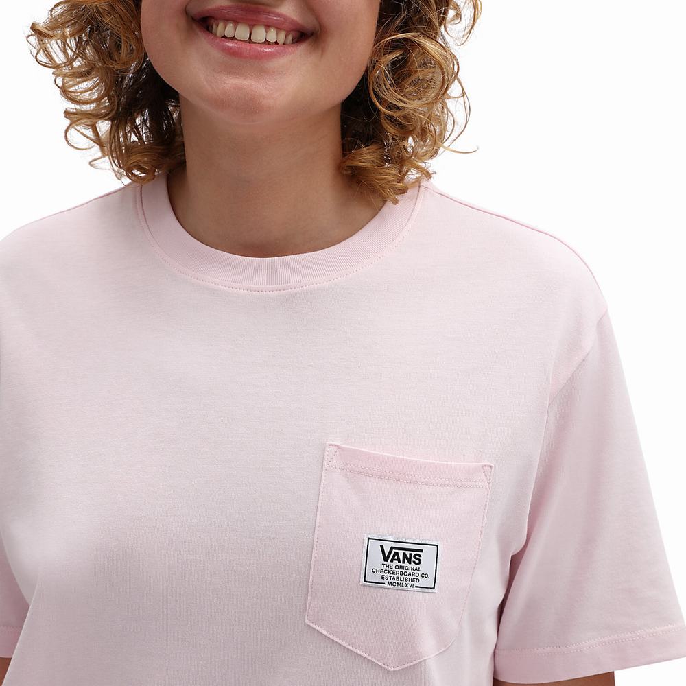 Camiseta Vans Classic Patch Pocket Mujer Rosas | CUX590238