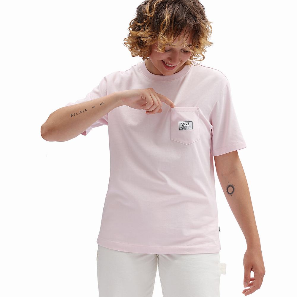 Camiseta Vans Classic Patch Pocket Mujer Rosas | CUX590238