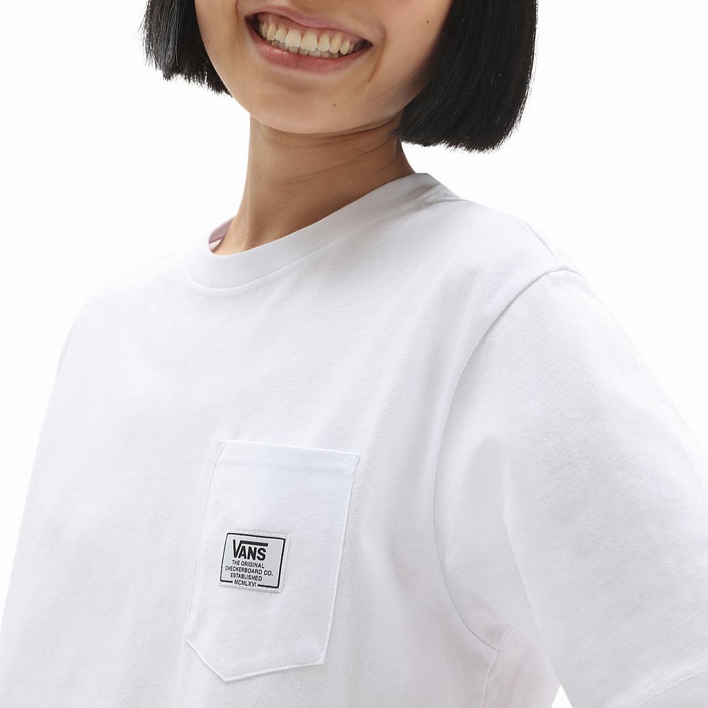 Camiseta Vans Classic Patch Pocket Mujer Blancas | YGZ384105