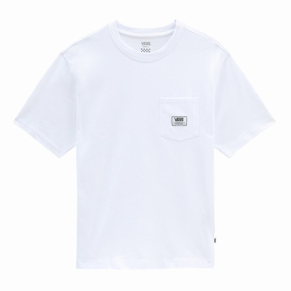 Camiseta Vans Classic Patch Pocket Mujer Blancas | YGZ384105