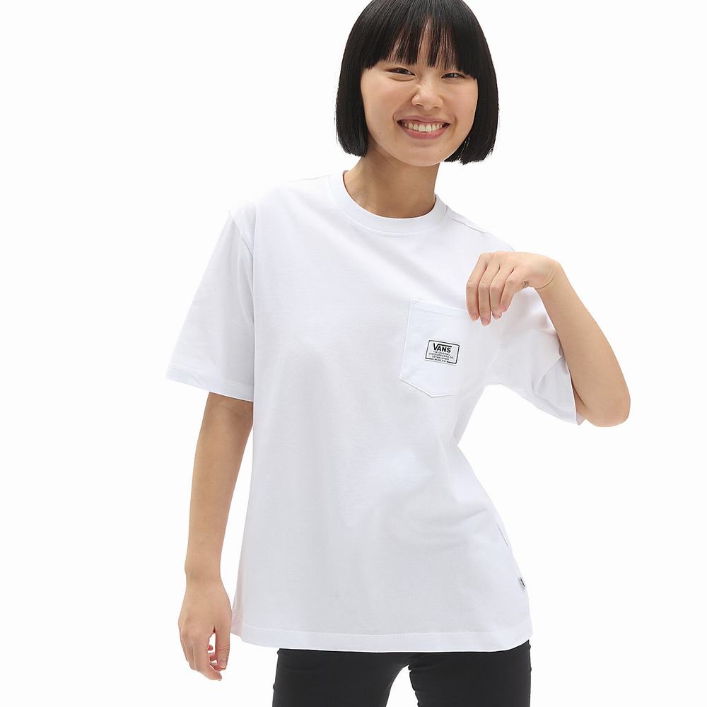 Camiseta Vans Classic Patch Pocket Mujer Blancas | YGZ384105