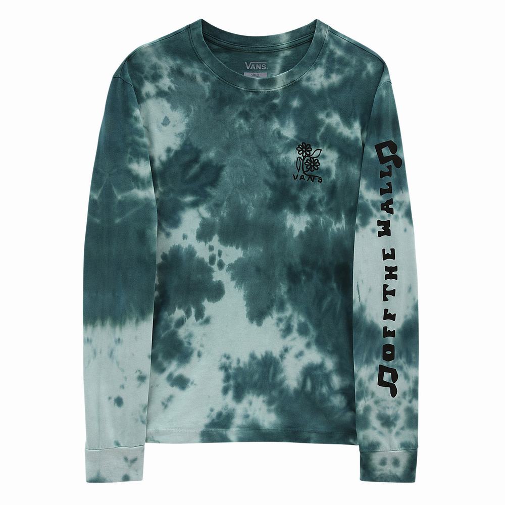 Camiseta Vans Cloud Wash Audience Boyfriend Long Sleeve Mujer Azules | MGJ039247