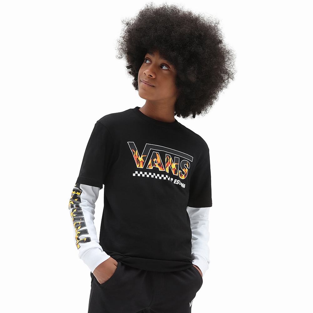 Camiseta Vans Digi Flames Twofer (8-14 years) Niños Negras | HML519370