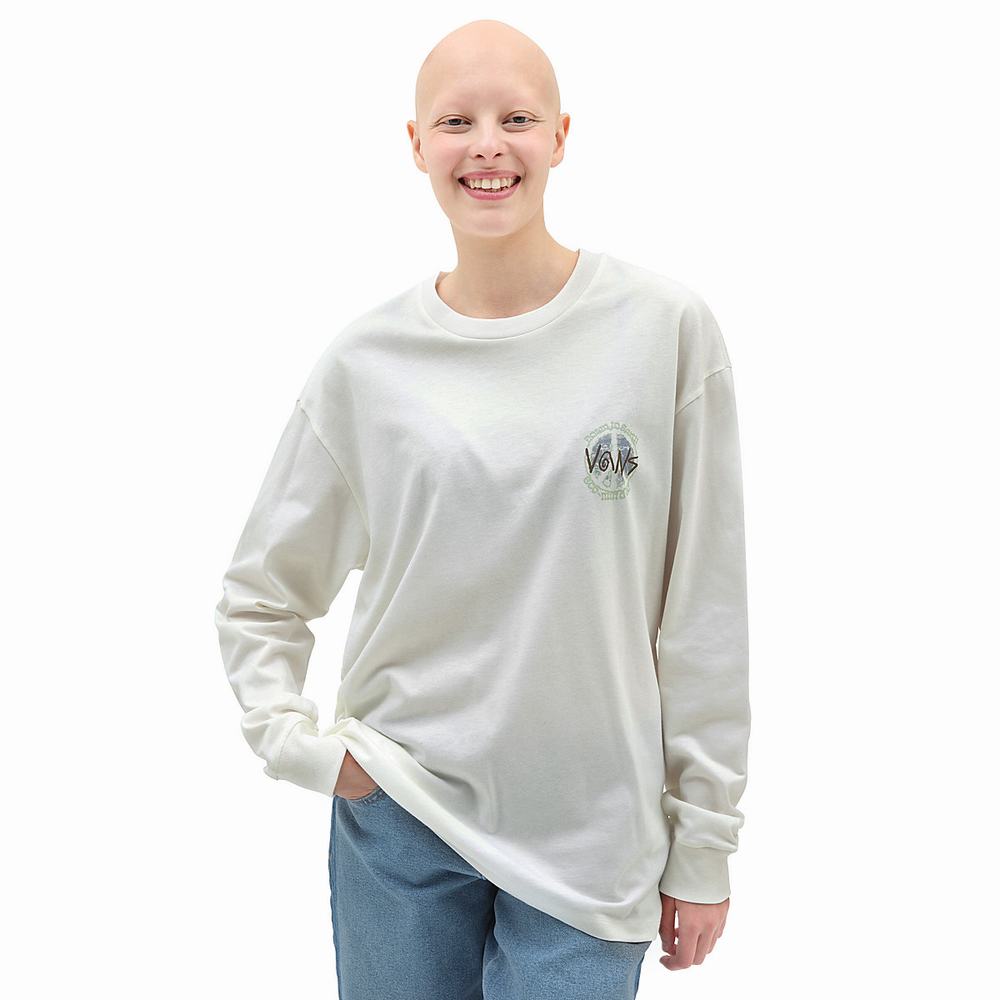 Camiseta Vans Earth Peace Vans Oversized Long Sleeve Mujer Blancas | DOE015287