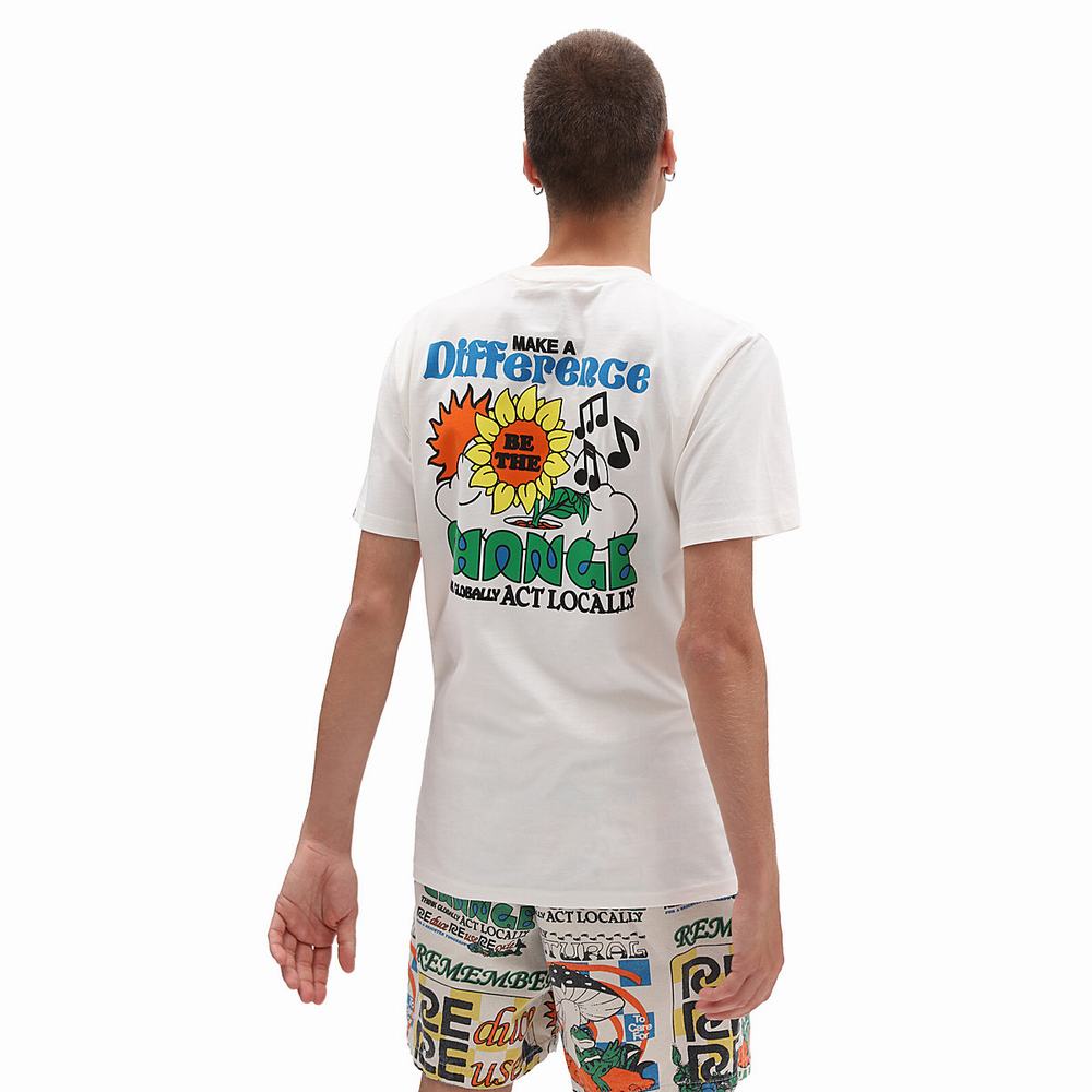 Camiseta Vans Eco Positivity Hombre Blancas | IYE437160