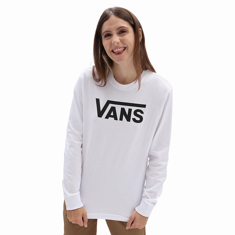 Camiseta Vans Flying V Classic Long Sleeve Mujer Blancas | BCK321945