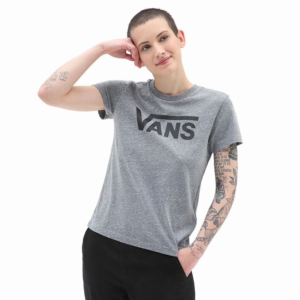 Camiseta Vans Flying V Crew Mujer Gris | YKP258701