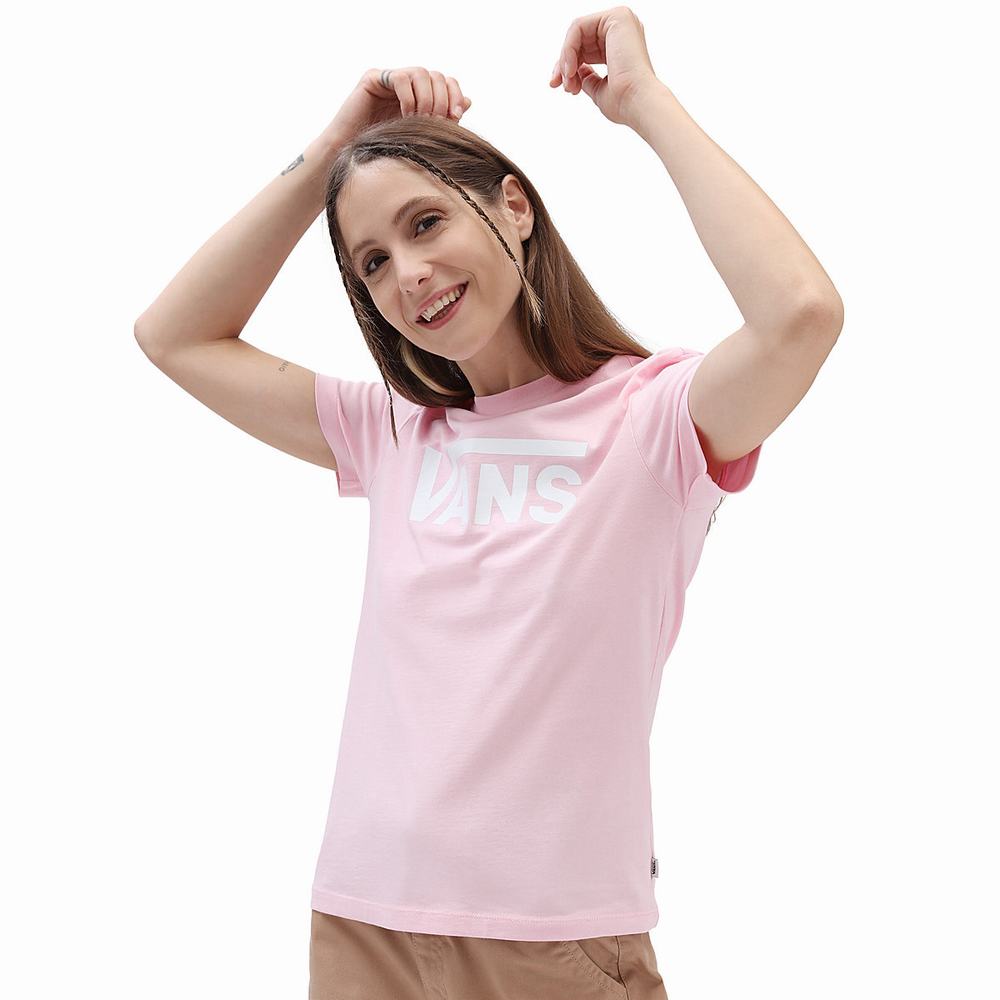 Camiseta Vans Flying V Crew Mujer Rosas | BQI641380