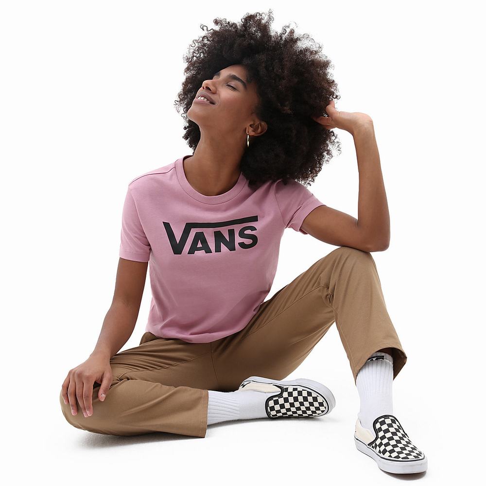 Camiseta Vans Flying V Crew Mujer Rosas | INL326480