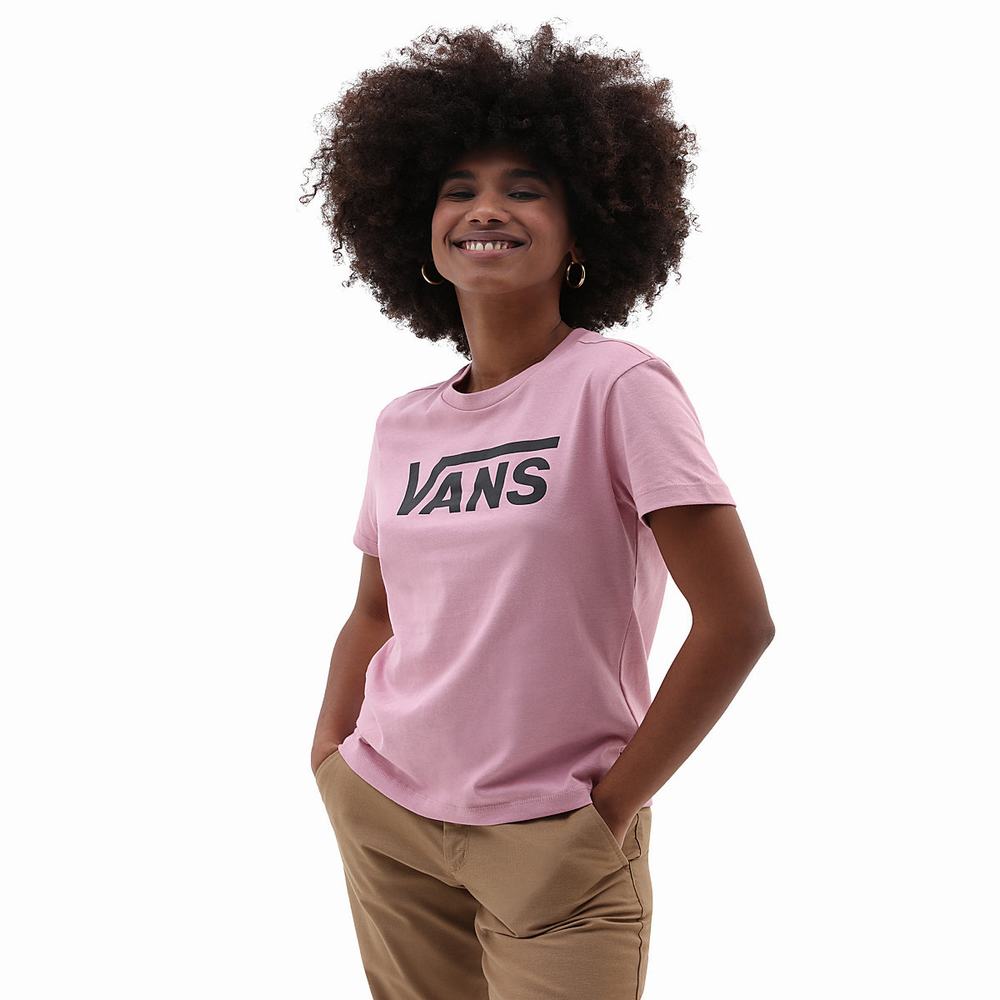 Camiseta Vans Flying V Crew Mujer Rosas | INL326480