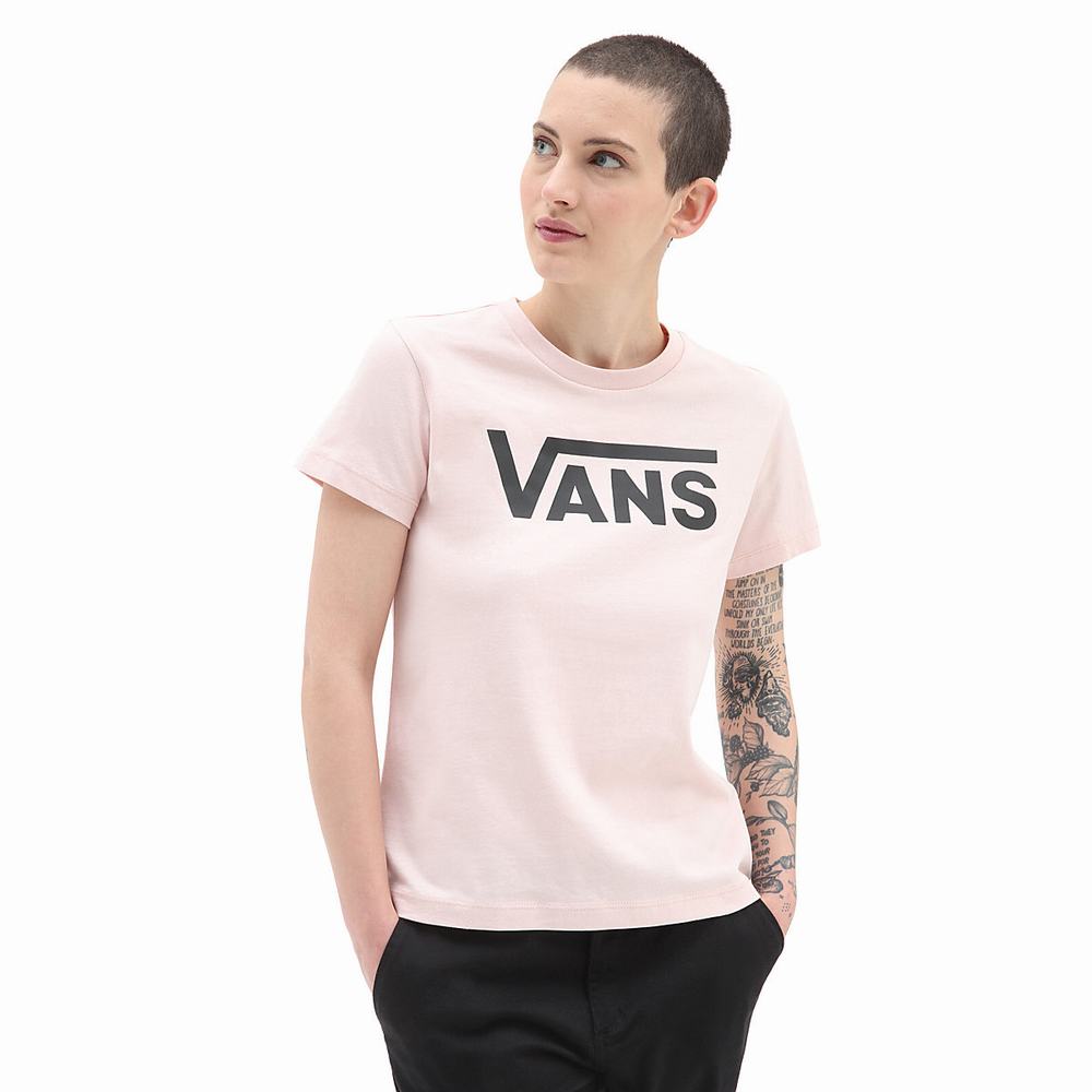 Camiseta Vans Flying V Crew Mujer Rosas | YPW956381