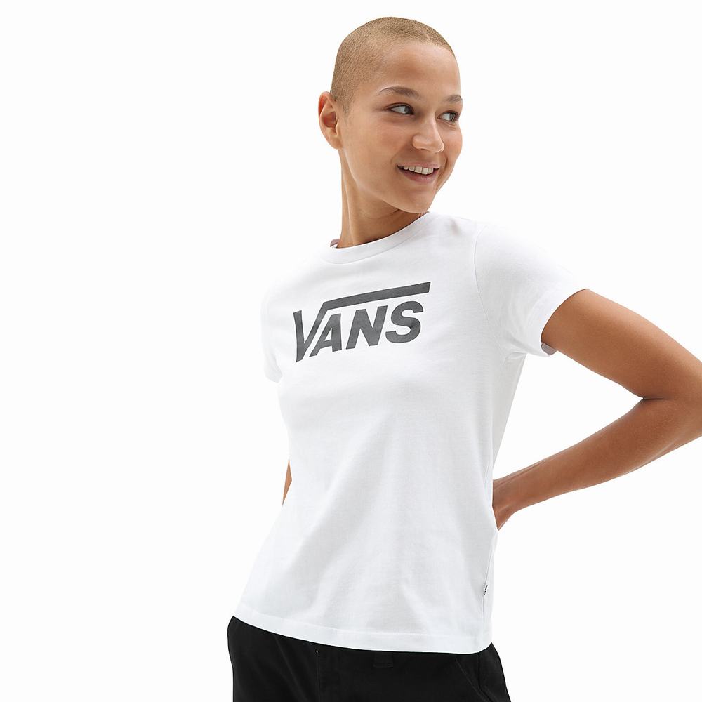 Camiseta Vans Flying V Crew Tee Mujer Blancas | MLI930278