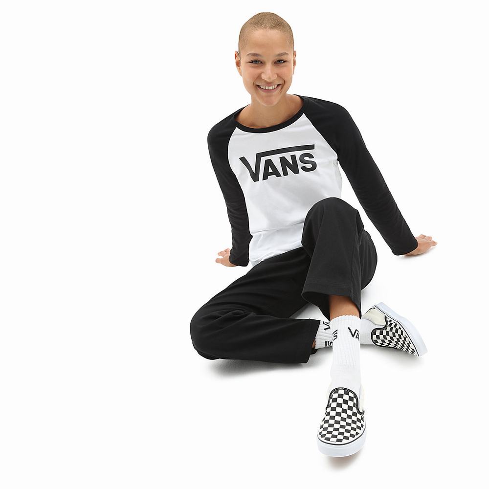 Camiseta Vans Flying V Long Sleeve Raglan Mujer Blancas | DYR257943