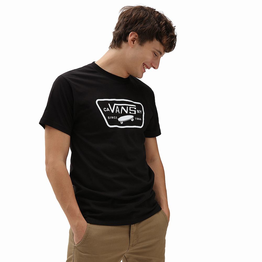 Camiseta Vans Full Patch Hombre Negras/Blancas | RHN352641