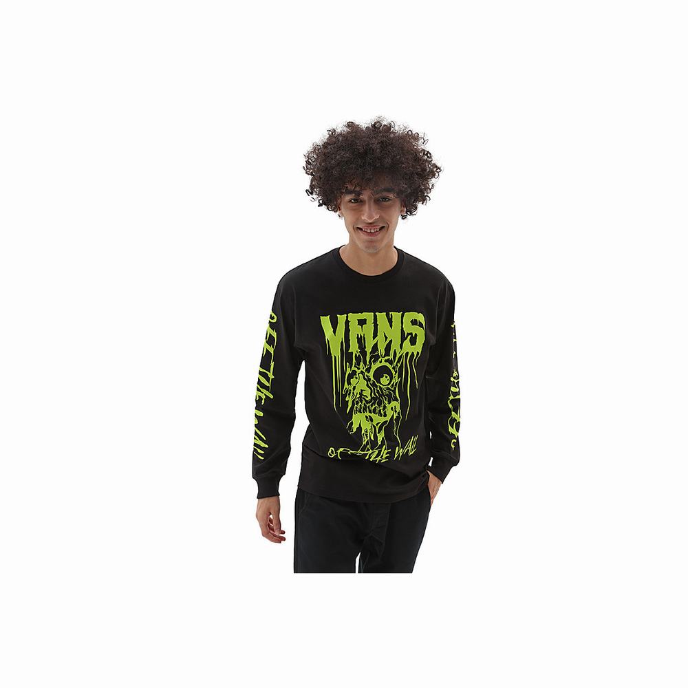 Camiseta Vans Glaring Eyes Long Sleeve Hombre Negras | QHI086541