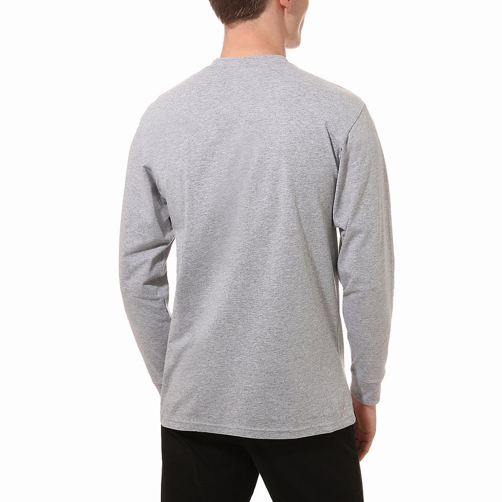 Camiseta Vans Left Chest Hit Long Sleeve Hombre Gris | CRF853462