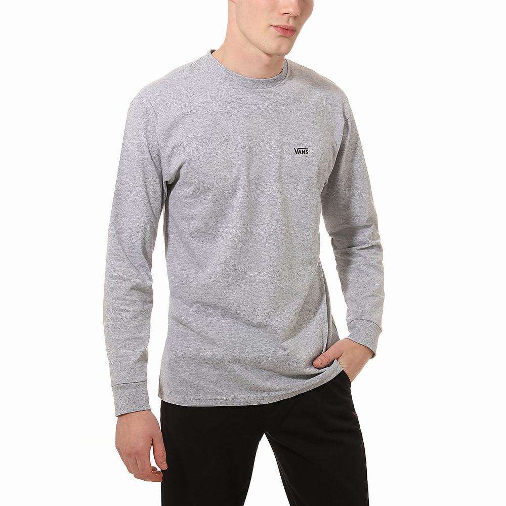 Camiseta Vans Left Chest Hit Long Sleeve Hombre Gris | CRF853462