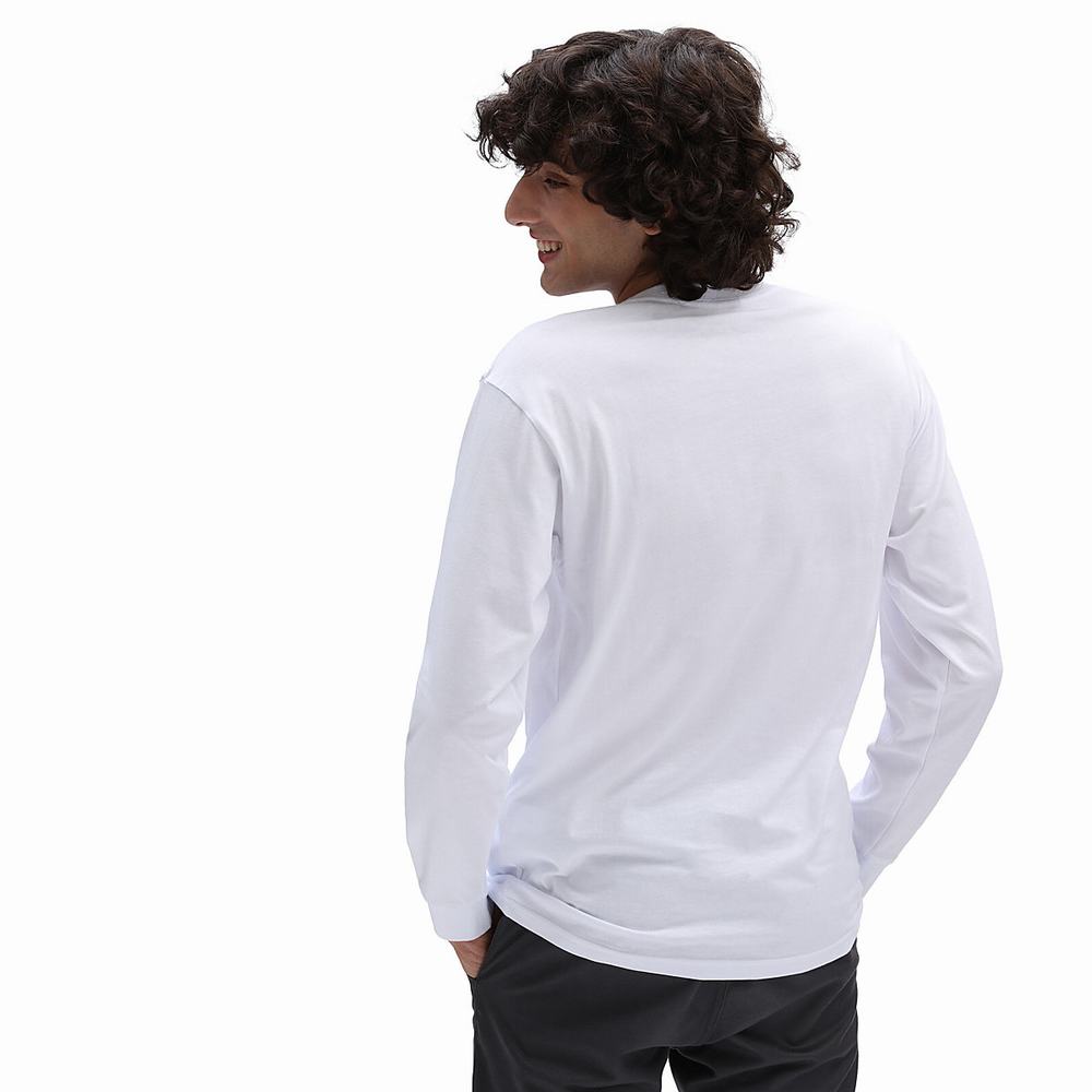 Camiseta Vans Left Chest Hit Long Sleeve Hombre Blancas | RVC158402