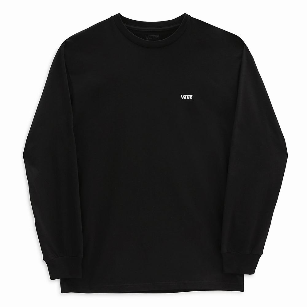 Camiseta Vans Left Chest Hit Long Sleeve Hombre Negras/Blancas | XCD291387