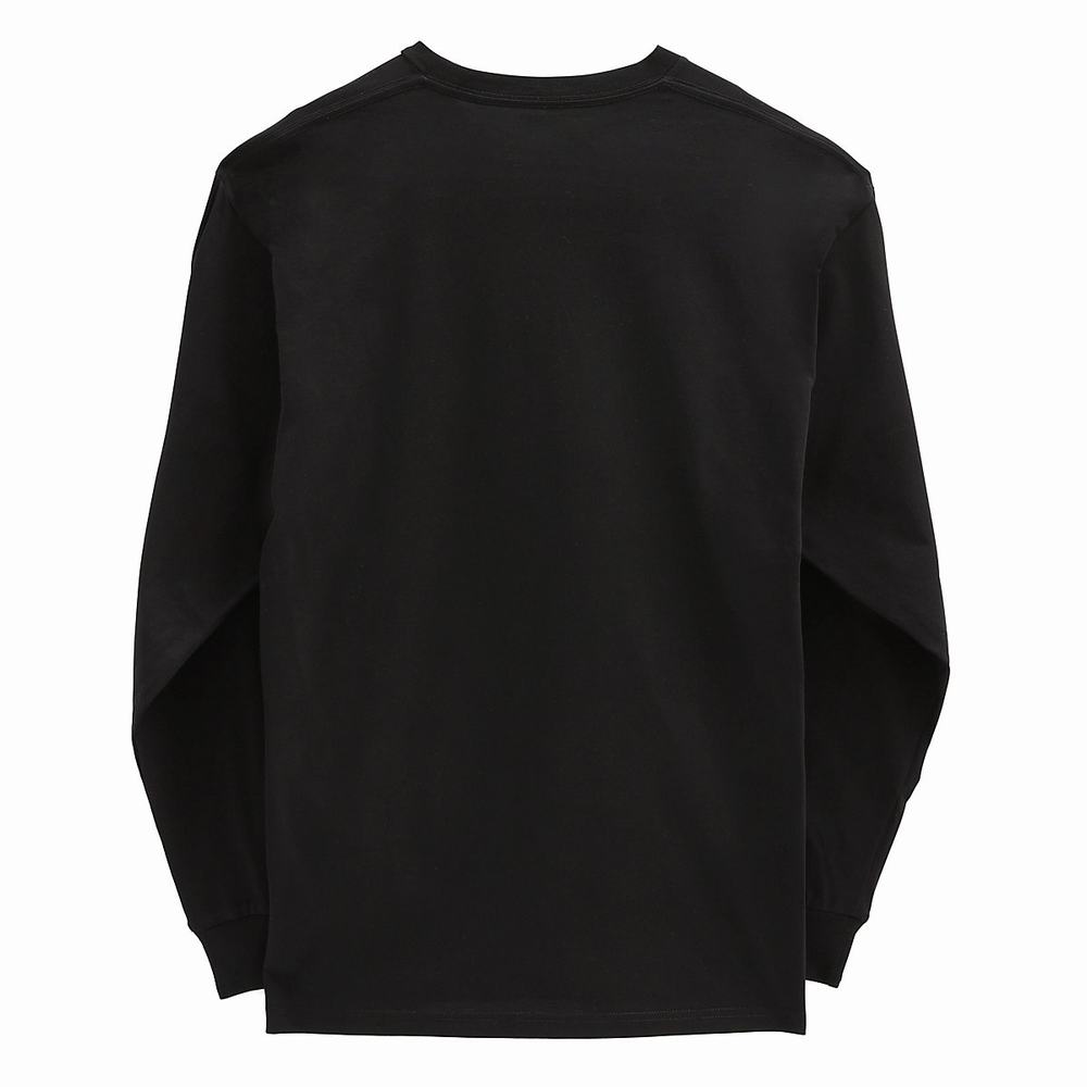 Camiseta Vans Left Chest Hit Long Sleeve Hombre Negras/Blancas | XCD291387