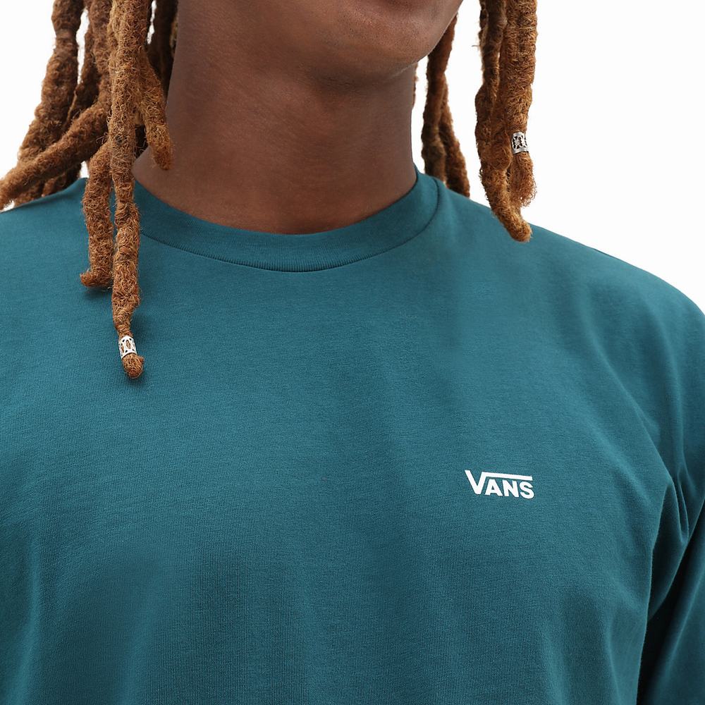 Camiseta Vans Left Chest Logo Hombre Azules | MEU579346