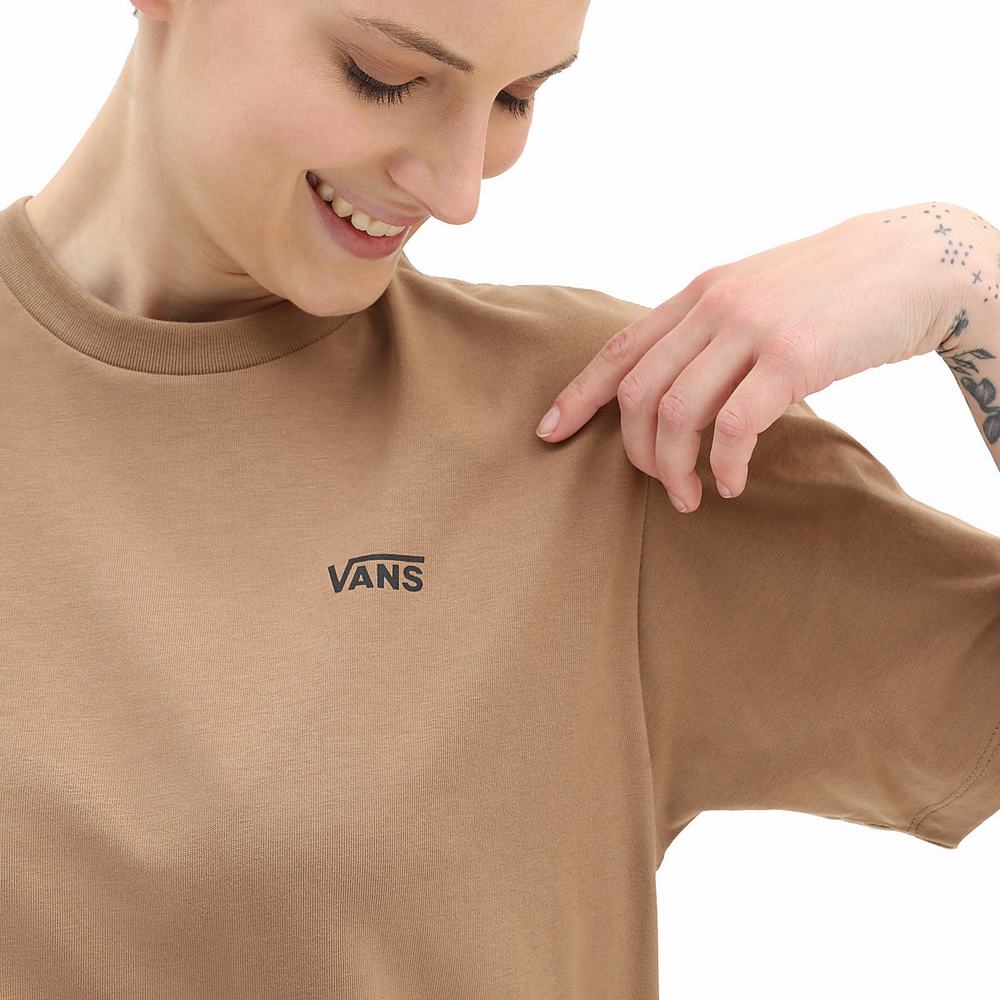 Camiseta Vans Left Chest Logo Mujer Marrones | NLM175084